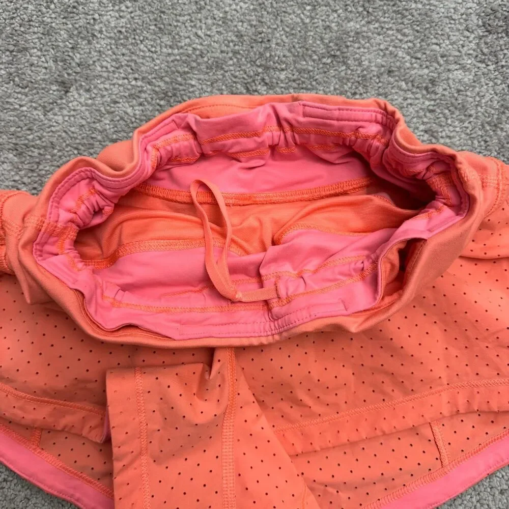 Lululemon Hotty Hot Running Shorts Women 4 Orange Perforated Athletic Active Run